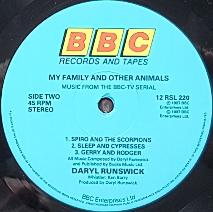 12 RSL 220 My family and other animals Daryl Runswick from the BBC records and Tapes library Label